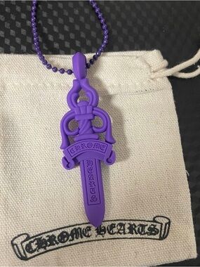 Chrome Hearts Kids Purple Sword Pendant Necklace on Ball Chain (BUDLE DEALS!)